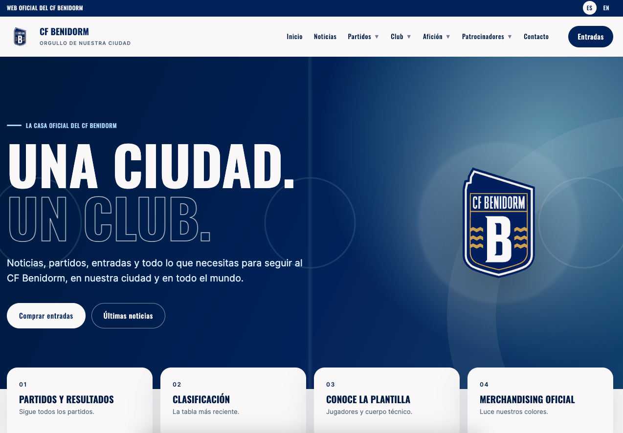 Official CF Benidorm website (prototype): homepage